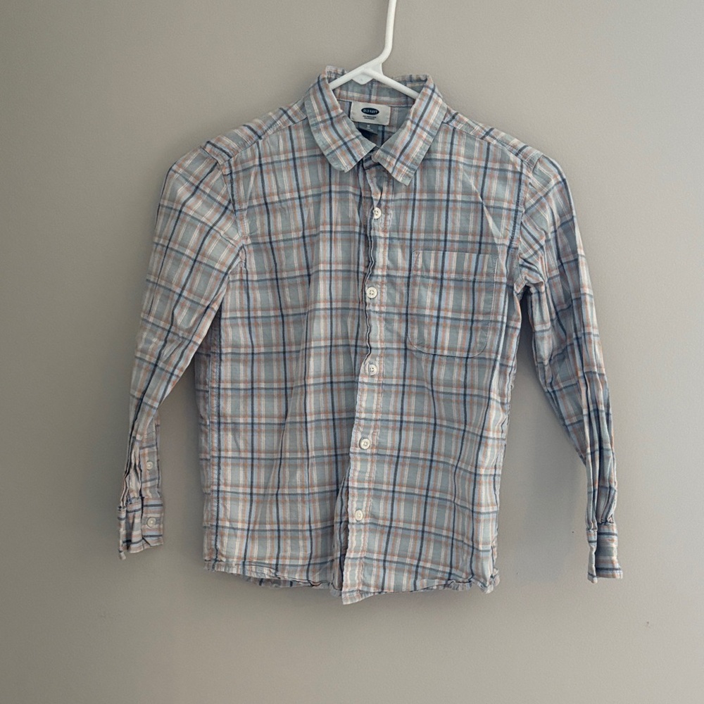 Old Navy Kids Plaid Button-Down Shirt - Blue and Gray